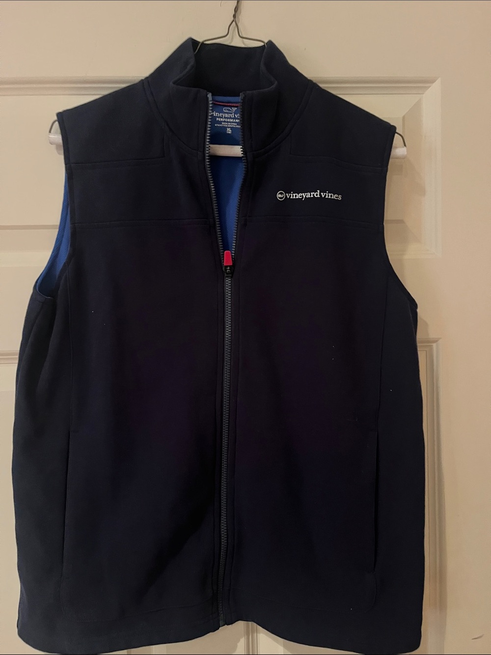 Vineyard Vines Navy Zip-Up Fleece Vest with Blue Lining